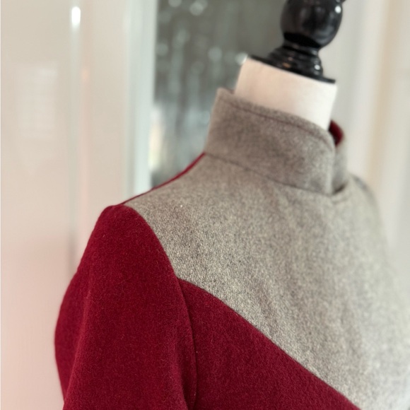 VTG 🇨🇦 Made in Canada 70s Mod Wool Coat Colour Block Contrast Scarf - S - Picture 5 of 15